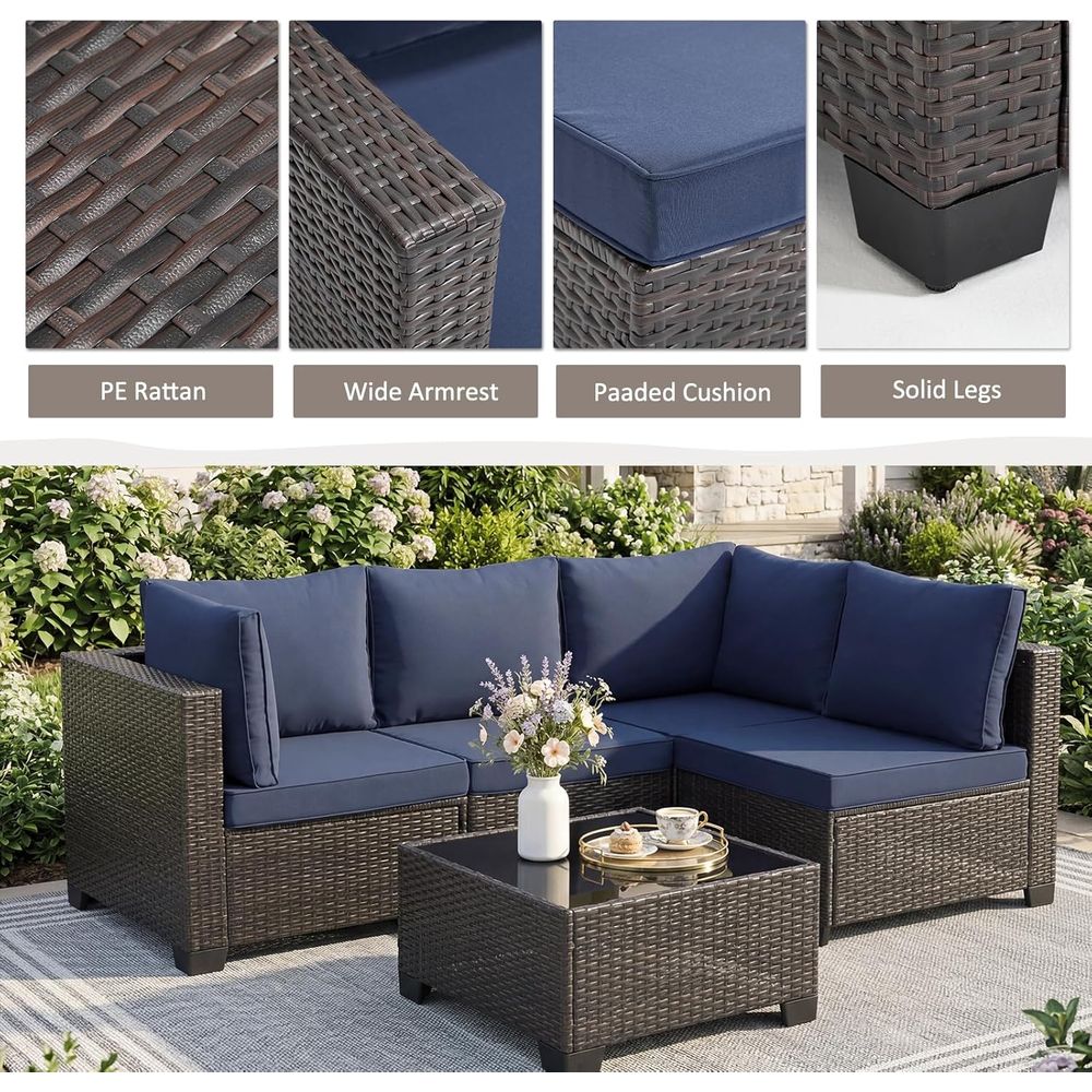 3-Piece Outdoor Wicker Patio F - Outdoor Furniture Loveseat reseña y precio