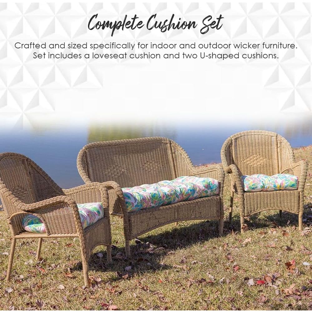 All-Weather Wicker Cushion Set - Outdoor Furniture Loveseat reseña y precio