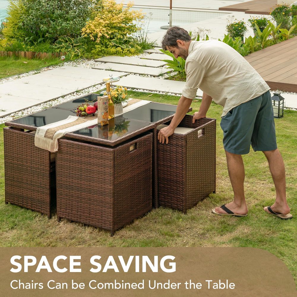 9 Pieces Patio Dining Sets Out - Outdoor Furniture Rattan reseña y precio