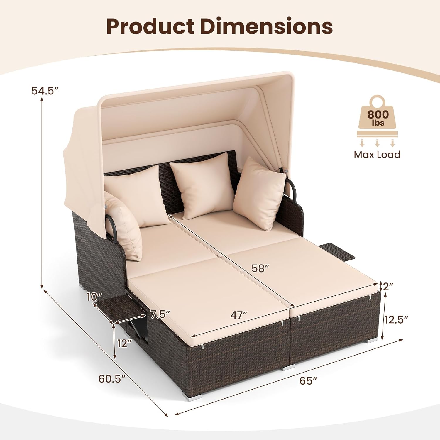 Outdoor Daybed, 2-Person Wicke - Outdoor Furniture Balcony reseña y precio