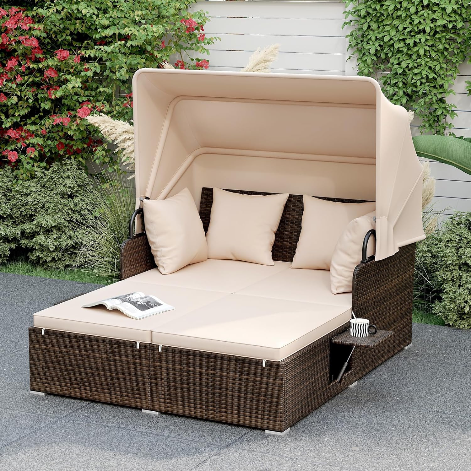 Outdoor Daybed, 2-Person Wicke - Outdoor Furniture Balcony reseña y precio