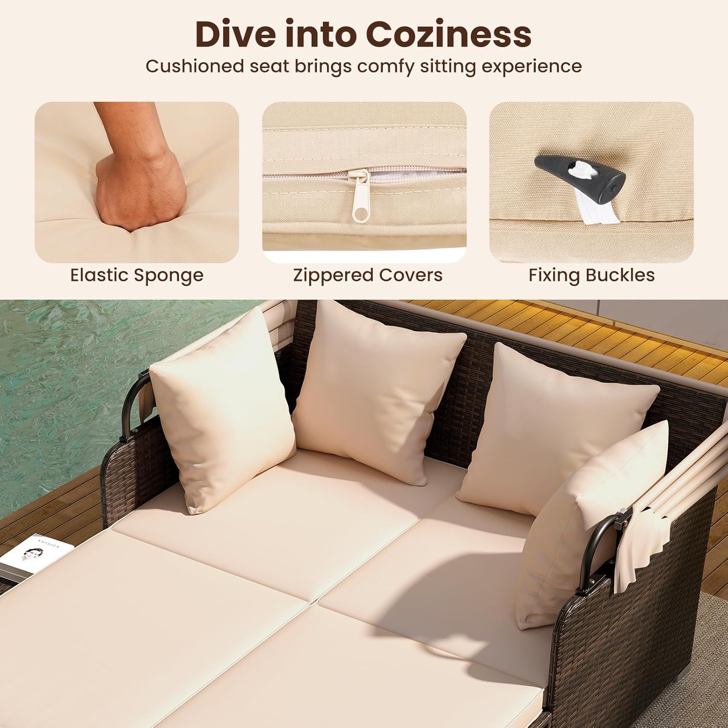 Outdoor Daybed, 2-Person Wicke - Outdoor Furniture Balcony reseña y precio