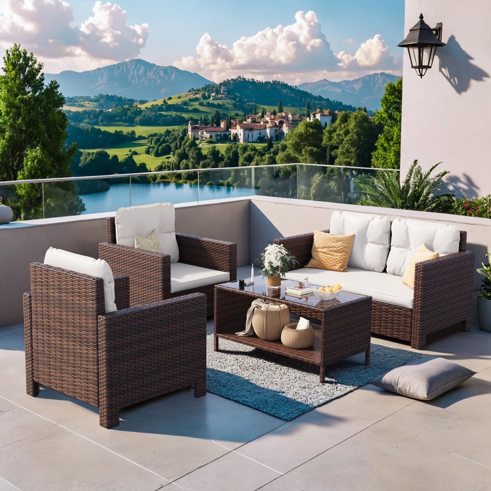 4 Pieces Patio Furniture Sets  - Outdoor Furniture Rattan reseña y precio