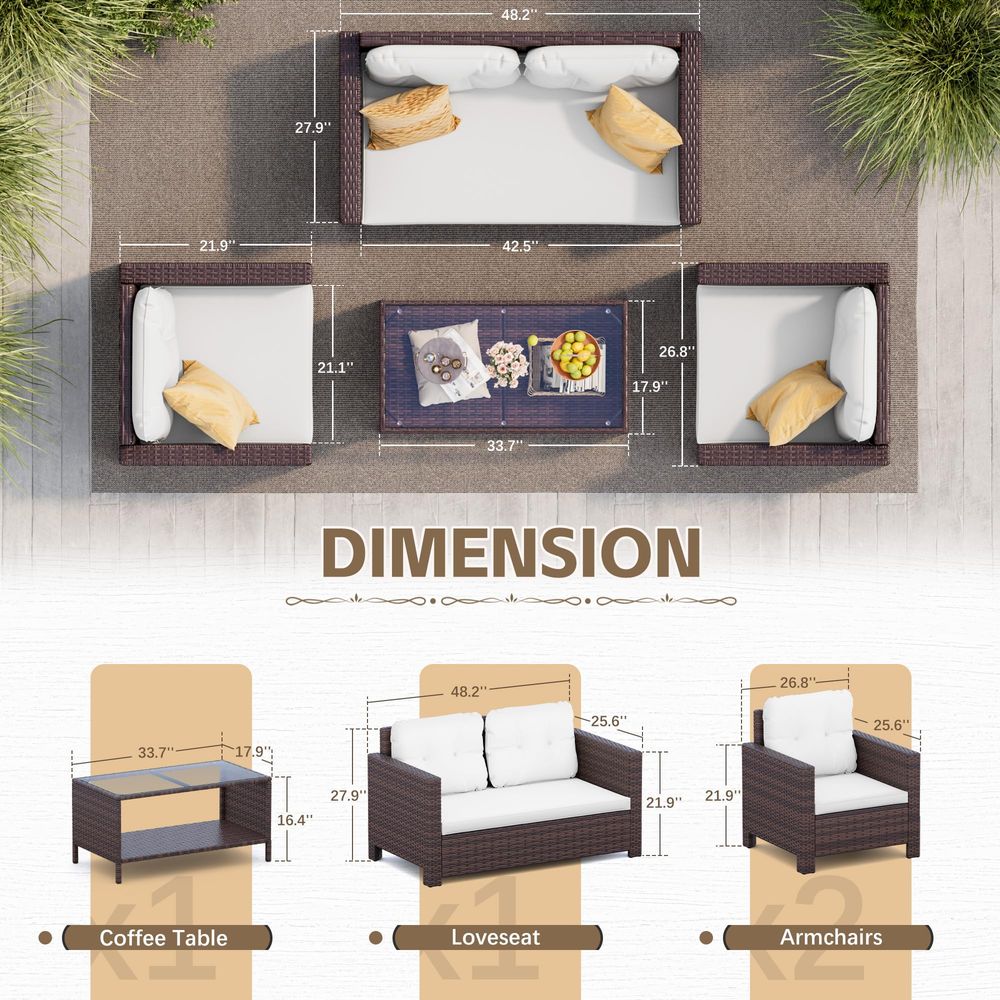4 Pieces Patio Furniture Sets  - Outdoor Furniture Rattan reseña y precio