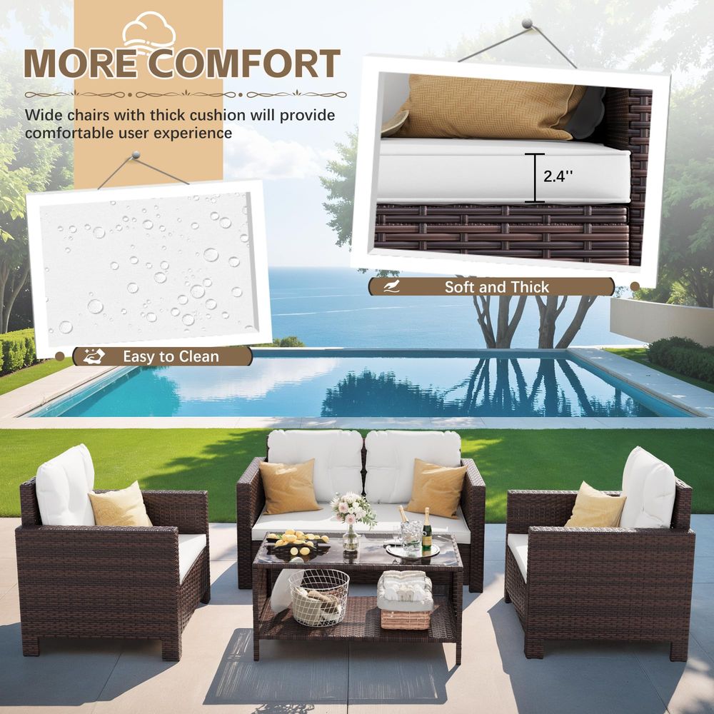 4 Pieces Patio Furniture Sets  - Outdoor Furniture Rattan reseña y precio