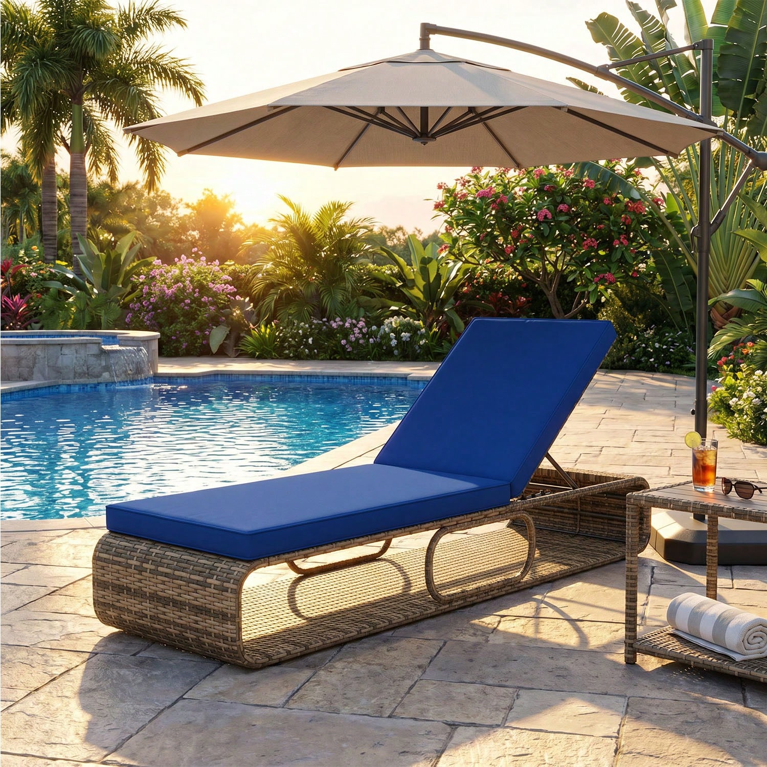 7-Level Adjustable PE Wicker P - Outdoor Furniture No Cushions reseña y precio