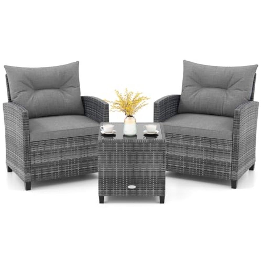 KOTEK 3 Piece Patio Furniture  - Outdoor Furniture Rattan reseña y precio