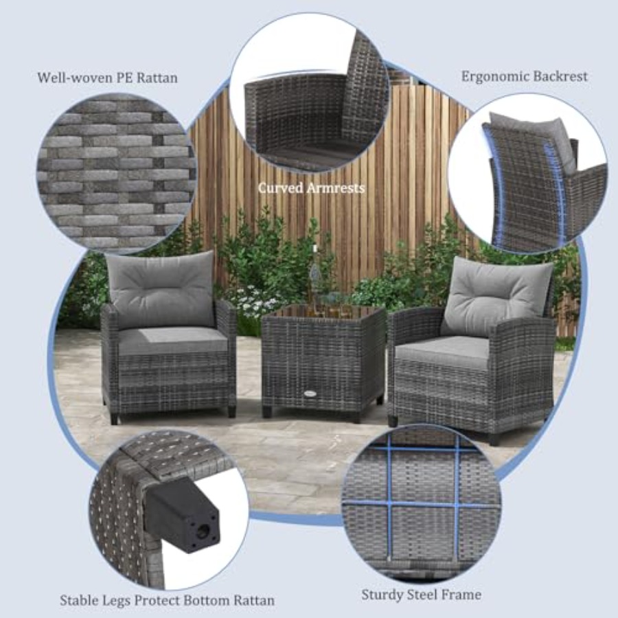 KOTEK 3 Piece Patio Furniture  - Outdoor Furniture Rattan reseña y precio