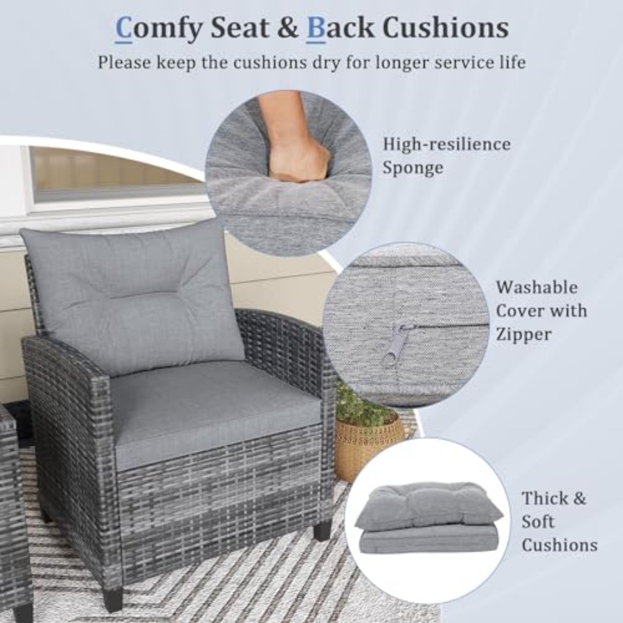 KOTEK 3 Piece Patio Furniture  - Outdoor Furniture Rattan reseña y precio