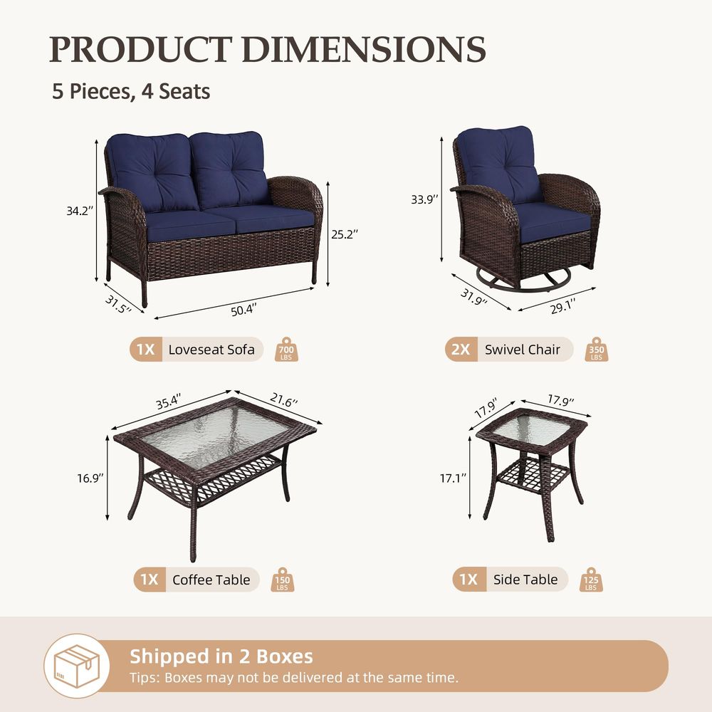 5 Pieces Patio Furniture Sets, - Outdoor Furniture Loveseat reseña y precio