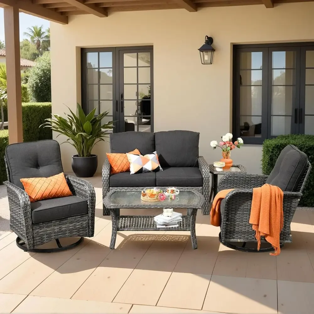 5-Piece Outdoor Patio Furnitur - Outdoor Furniture Loveseat reseña y precio