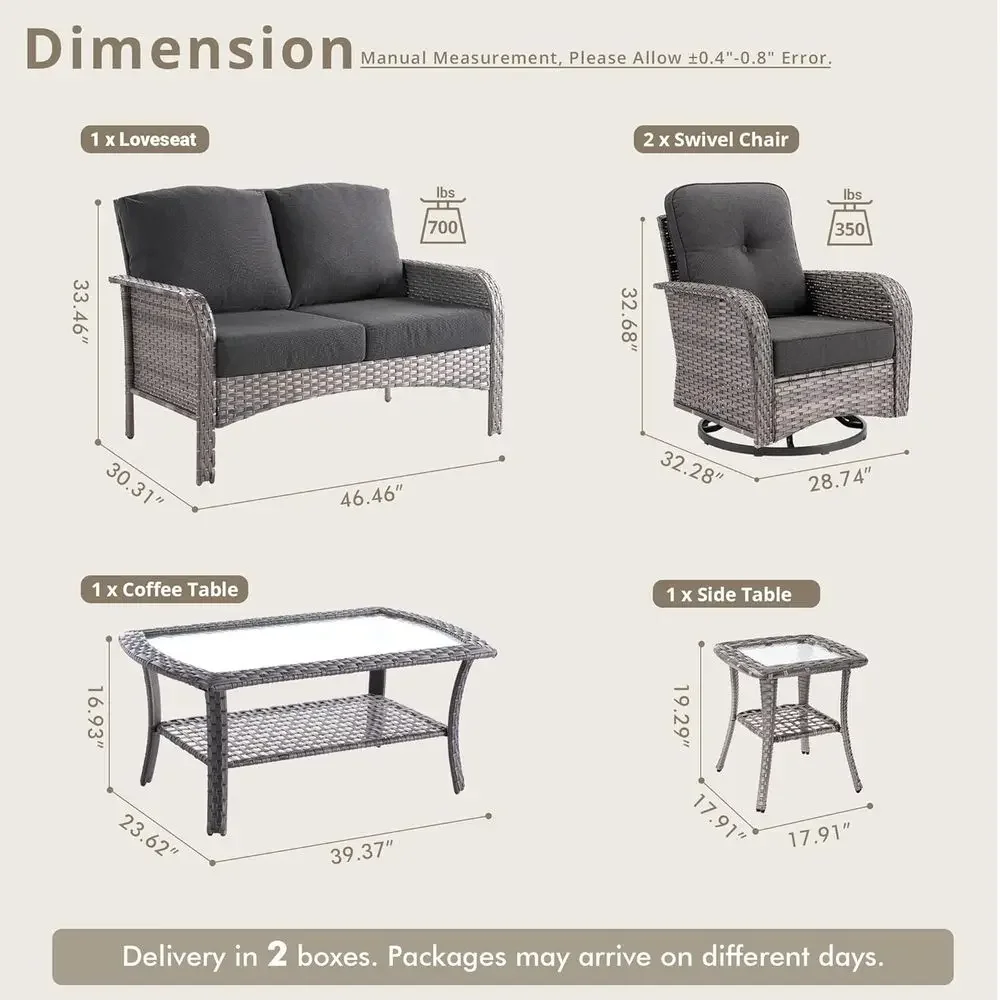 5-Piece Outdoor Patio Furnitur - Outdoor Furniture Loveseat reseña y precio