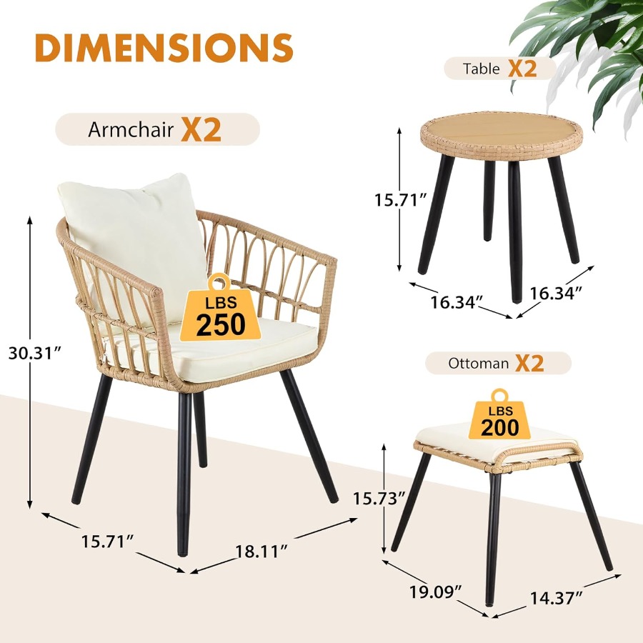 5 Piece Patio Furniture Set Ou - Outdoor Furniture Rattan reseña y precio