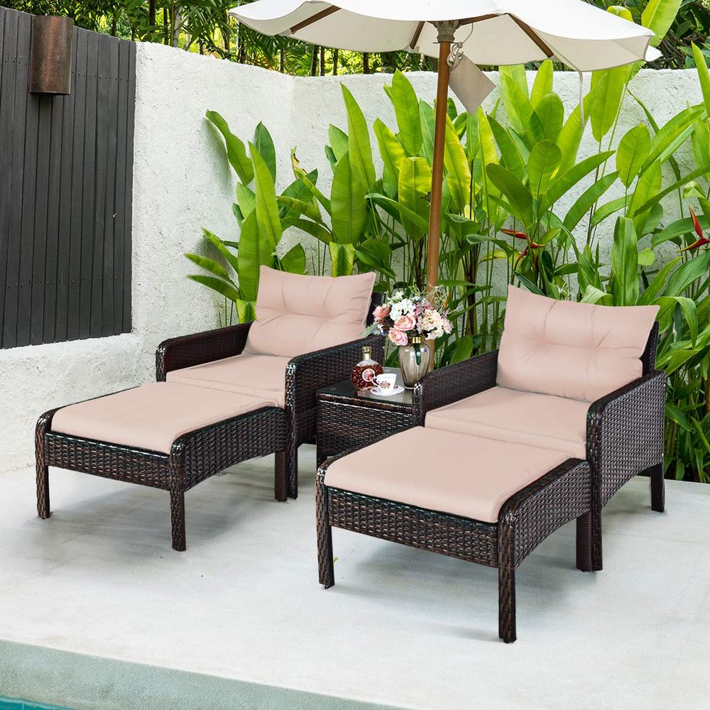 5 Pieces Wicker Patio Furnitur - Outdoor Furniture Rattan reseña y precio