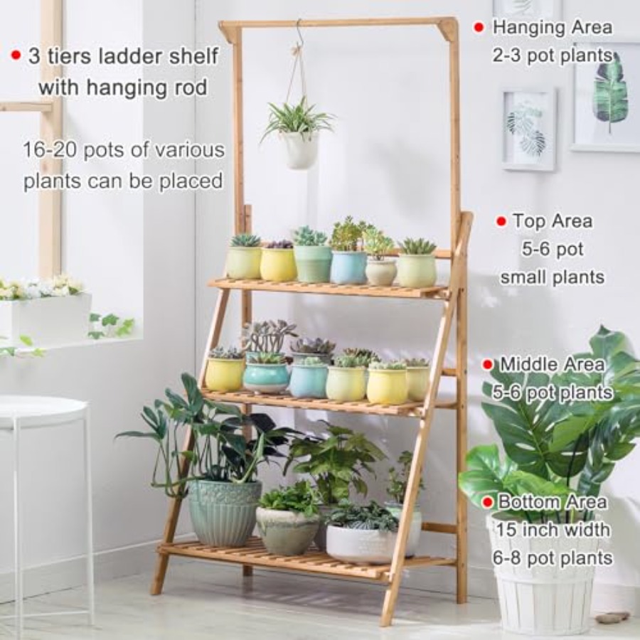 Bamboo 3-Tier Hanging Plant St - Outdoor Furniture Luxury reseña y precio