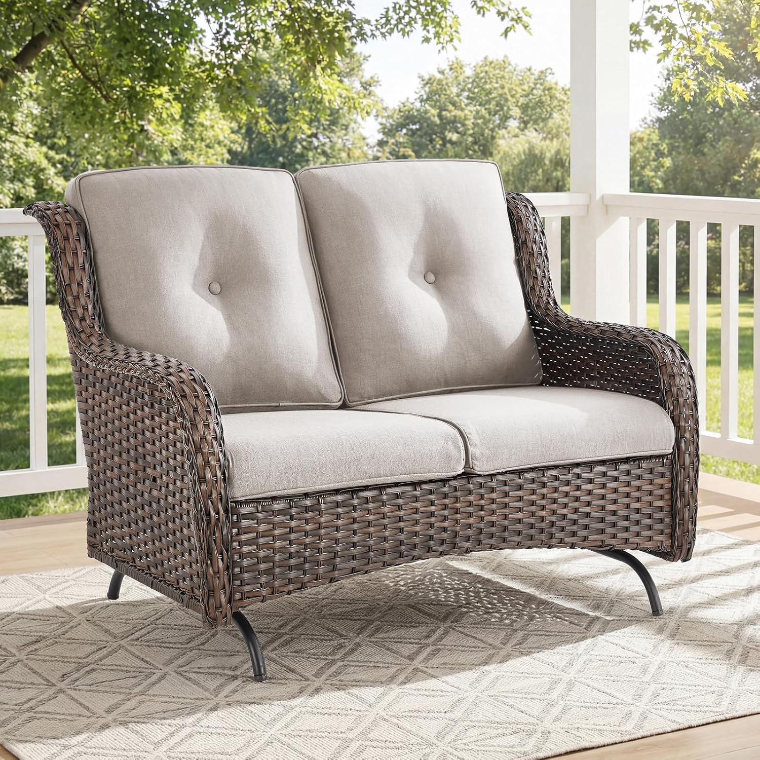Patio Loveseat Sofa, Outdoor W - Outdoor Furniture Loveseat reseña y precio