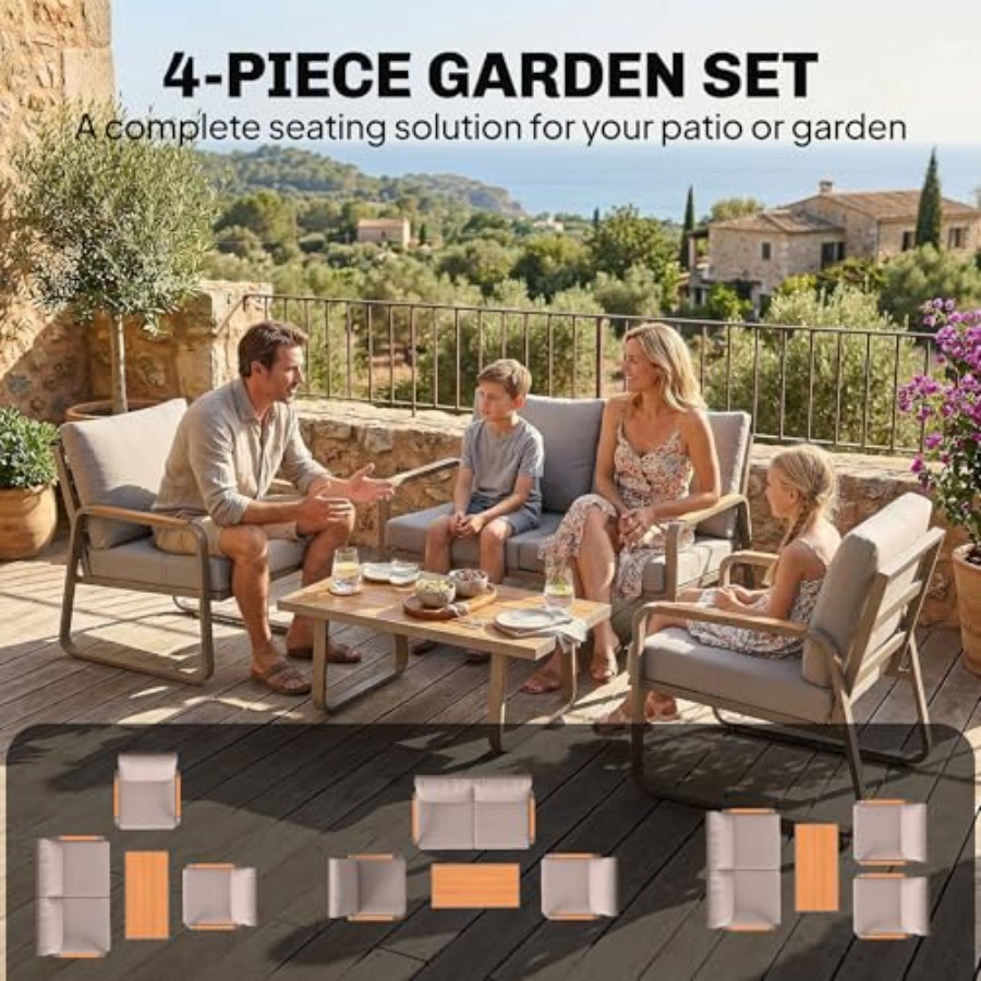 4 Piece Patio Furniture Set fo - Outdoor Furniture Loveseat reseña y precio