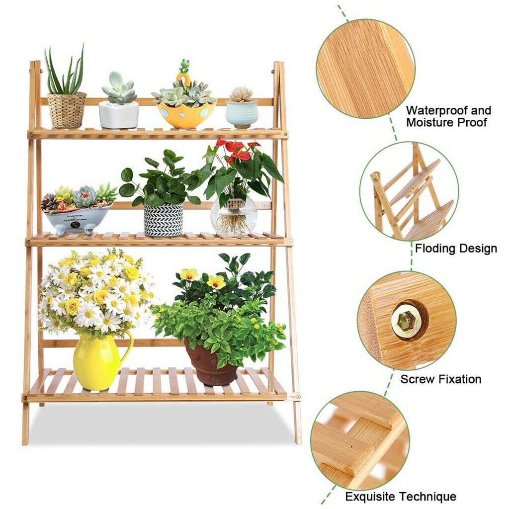 3 TiersBamboo Ladder Plant Sta - Outdoor Furniture Luxury reseña y precio