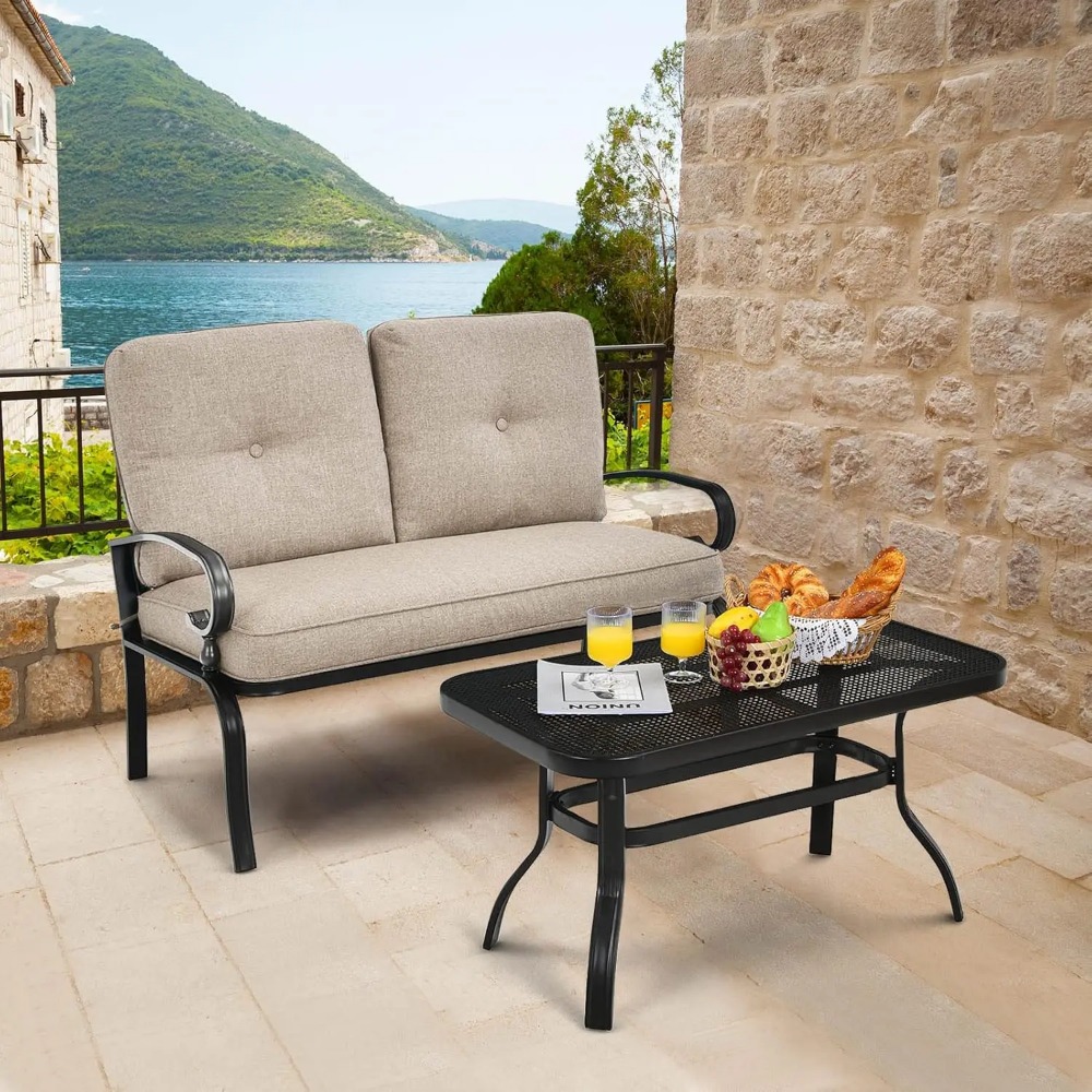 Patio Loveseat with Table Set, - Outdoor Furniture Loveseat reseña y precio
