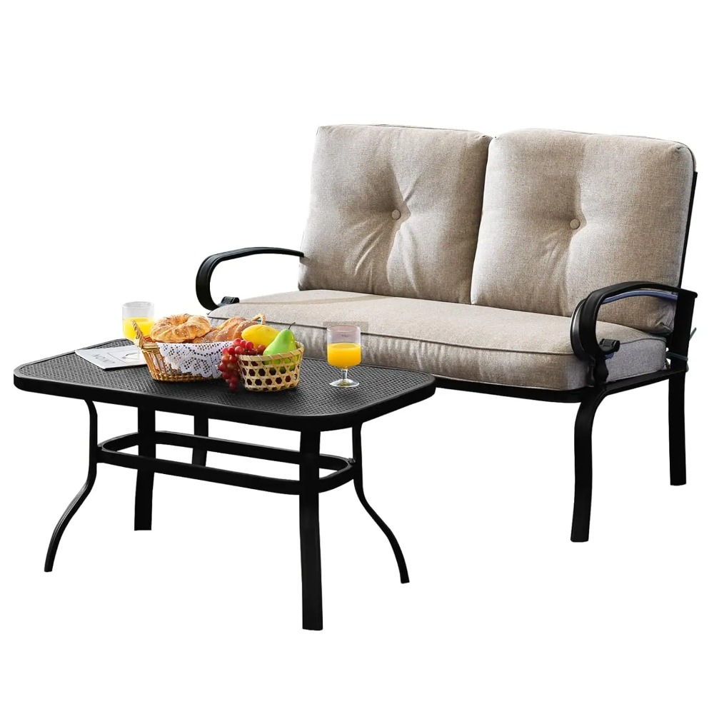 Patio Loveseat with Table Set, - Outdoor Furniture Loveseat reseña y precio