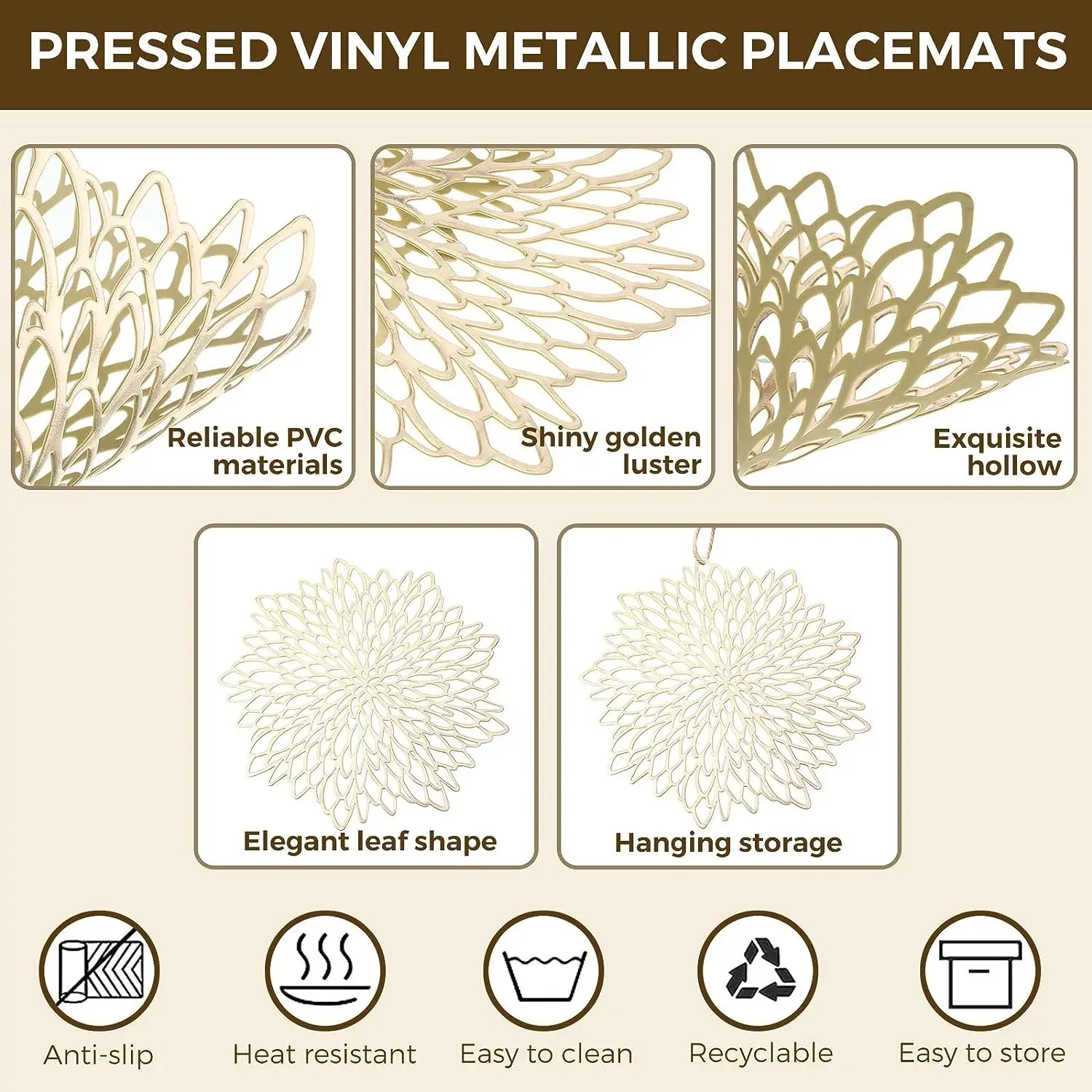 Set of 4 Metallic Placemats Se - Outdoor Furniture Designer reseña y precio