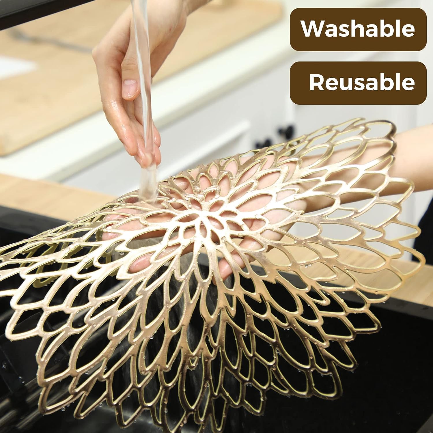 Set of 4 Metallic Placemats Se - Outdoor Furniture Designer reseña y precio