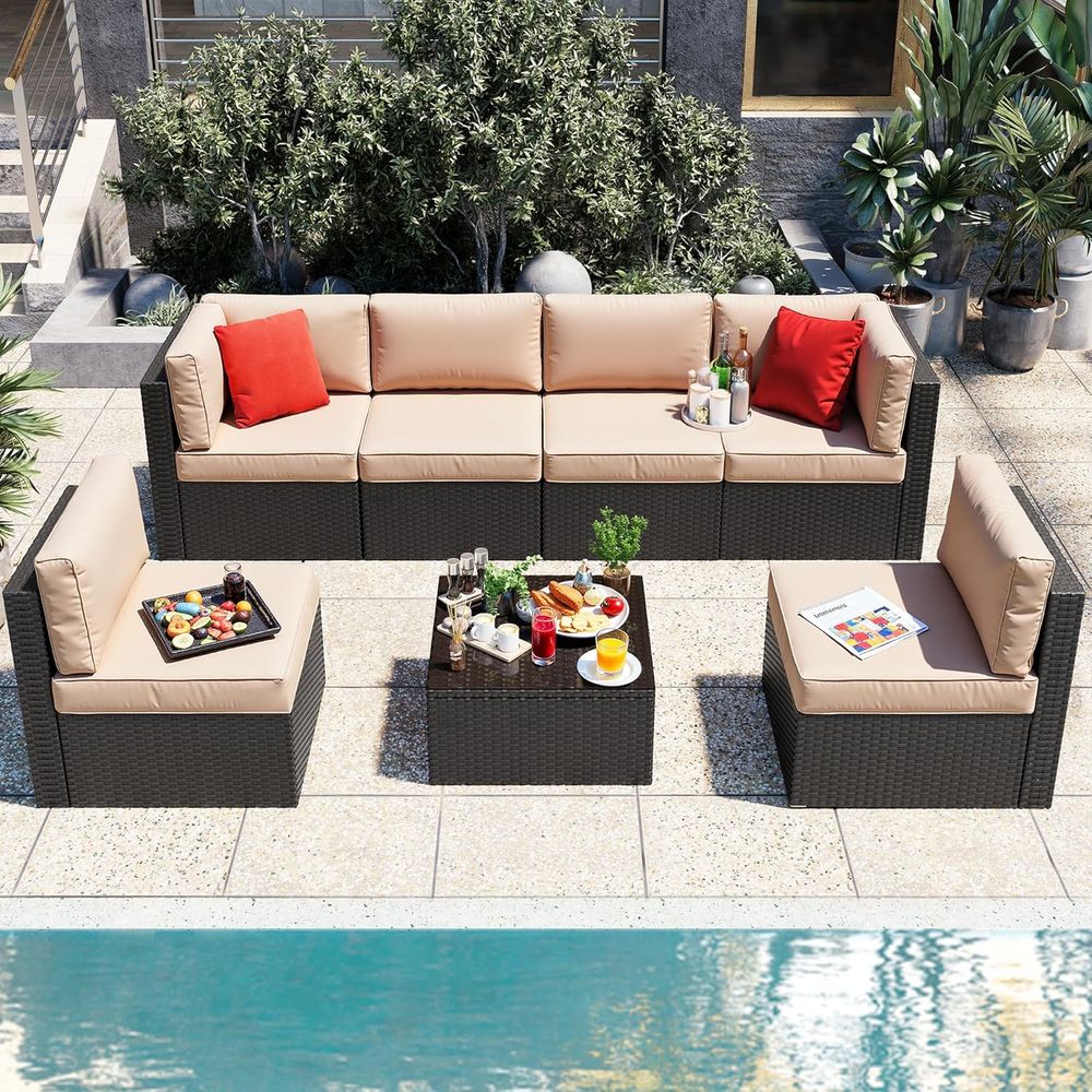 7-Piece Outdoor Patio Furnitur - Outdoor Furniture Rattan reseña y precio