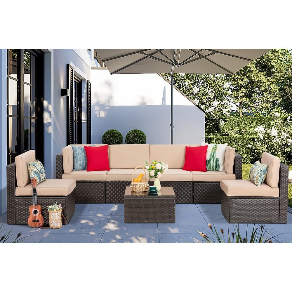 7-Piece Outdoor Patio Furnitur - Outdoor Furniture Rattan reseña y precio