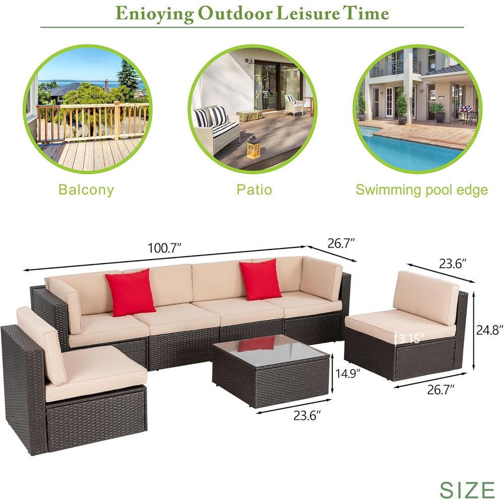 7-Piece Outdoor Patio Furnitur - Outdoor Furniture Rattan reseña y precio
