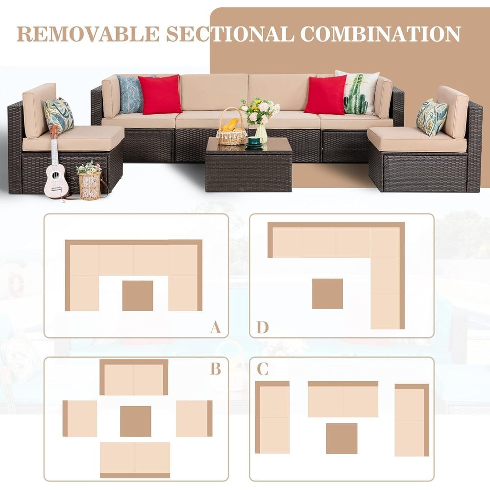 7-Piece Outdoor Patio Furnitur - Outdoor Furniture Rattan reseña y precio
