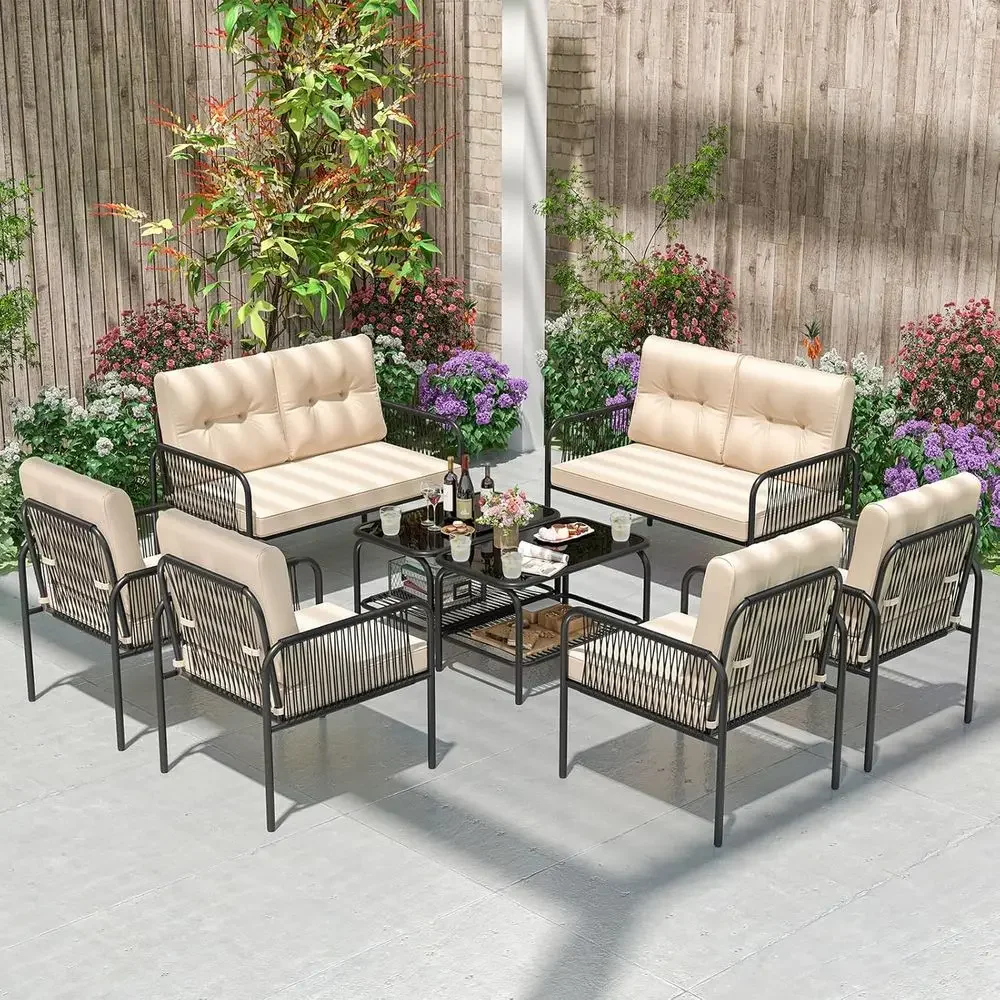8-Piece Outdoor Patio Furnitur - Outdoor Furniture Loveseat reseña y precio