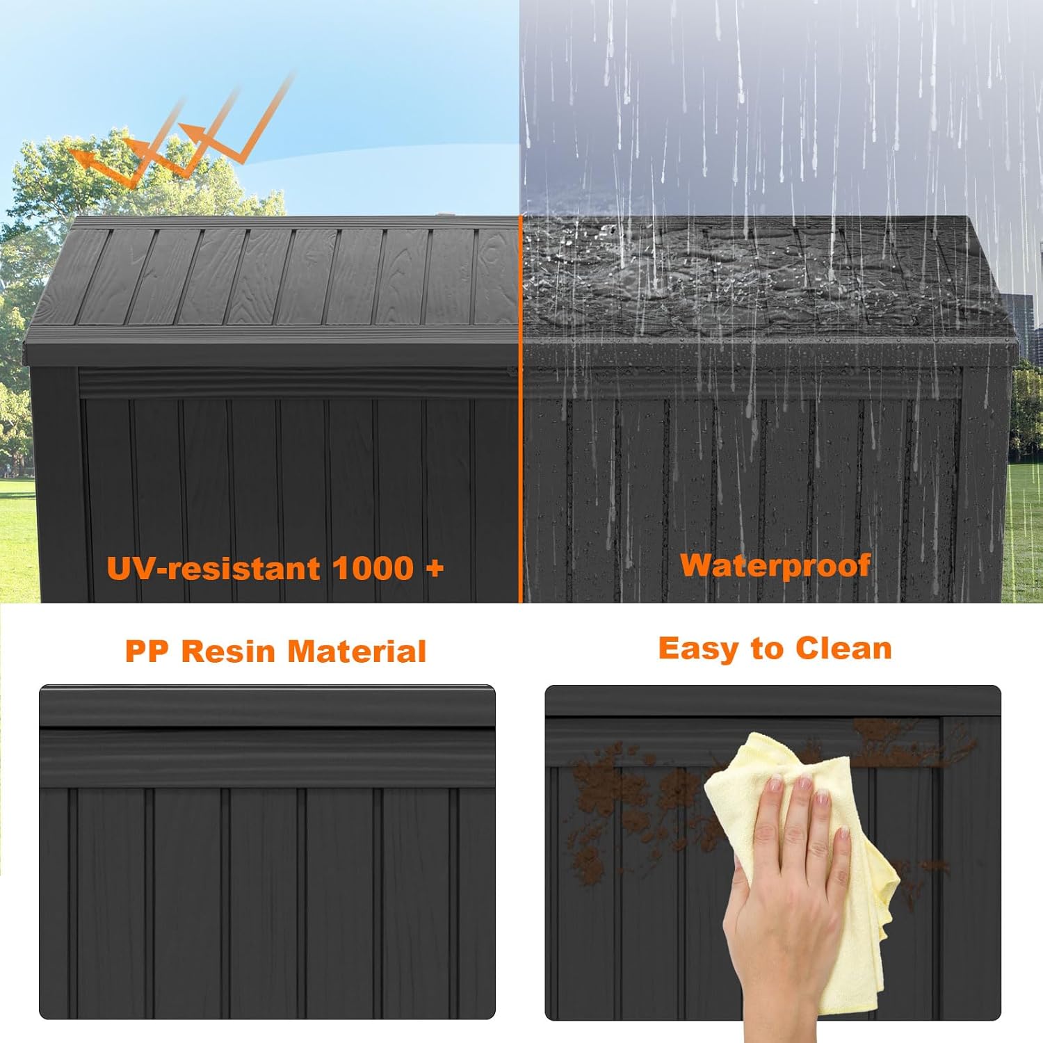 180Gal Lockable Resin Deck Box - Outdoor Furniture With Storage reseña y precio